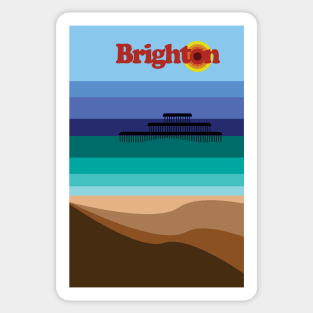 Brighton Beach and West Pier, Sussex Coast Art Sticker